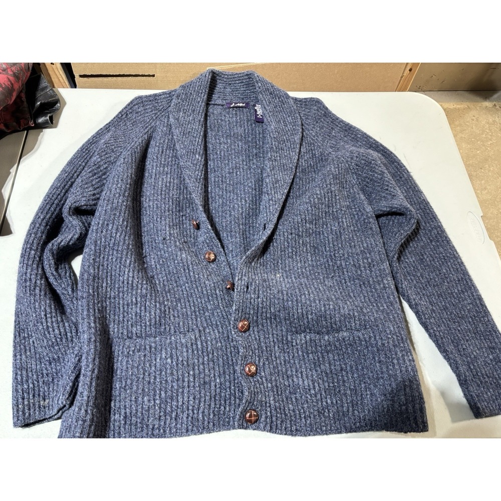 J. Ashford XL Wool Sweater‎ Button Up Blue Made in Italy